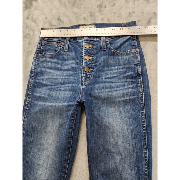 Madewell 10” High Riser Skinny Skinny Jeans Size 25 Blue Raw Hem Button Fly - Picture 11 of 15